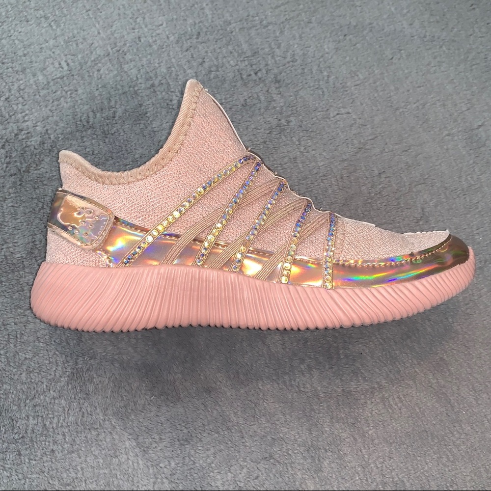Pink Custom Holographic & Jewels Fashion Sneakers